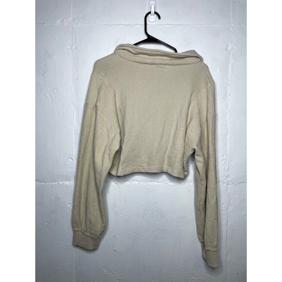 Kerrick Clothing Womens Cropped Collared Sweater Tan Size Medium - Picture 6 of 7